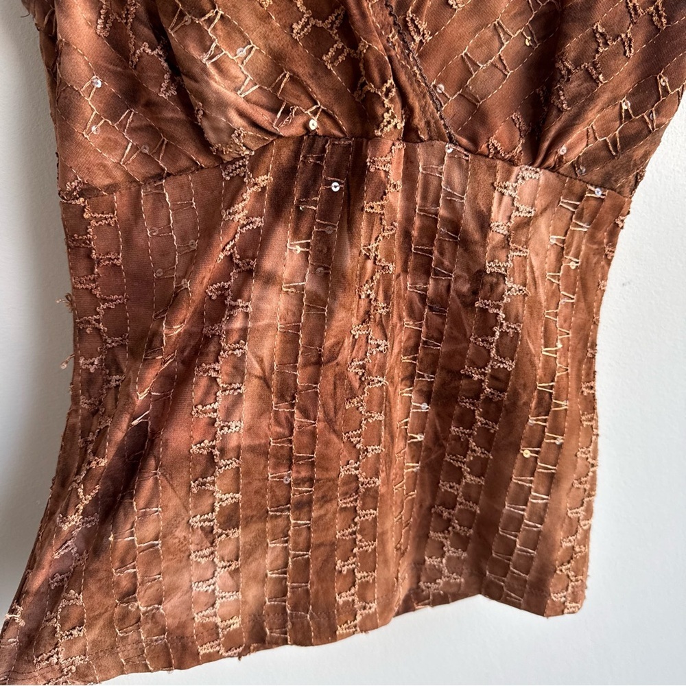 Vintage Y2K Mariposa Babydoll Lace Trim Top Size S Fairy Grunge Sequin Tank EUC - Picture 5 of 11